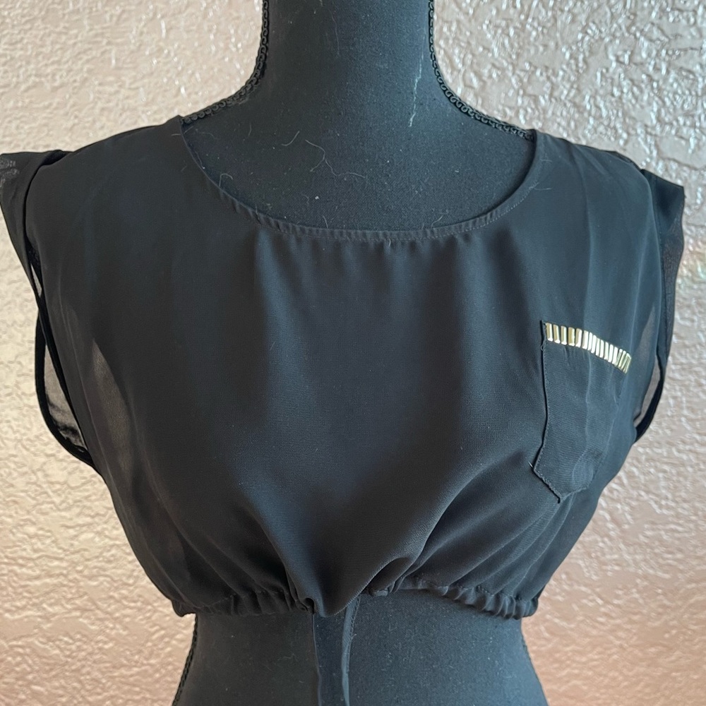 Love Haus by Beach Bunny black sheer crop top in size XS